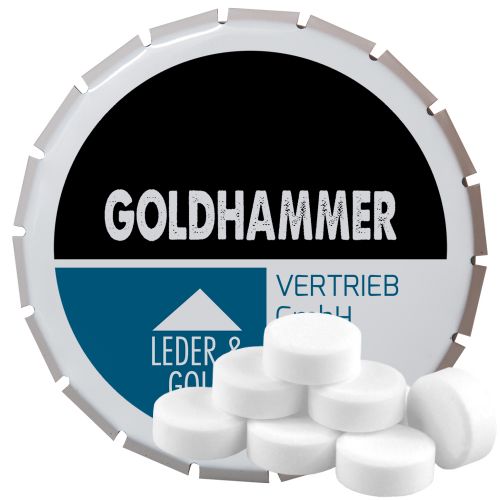 Pfefferminz Drops zuckerfrei (vegan), ca. 20g, Klick-Klack Dose weiss