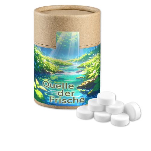 Pfefferminz Drops zuckerfrei (vegan), ca. 80g, Kraftpapierdose Midi