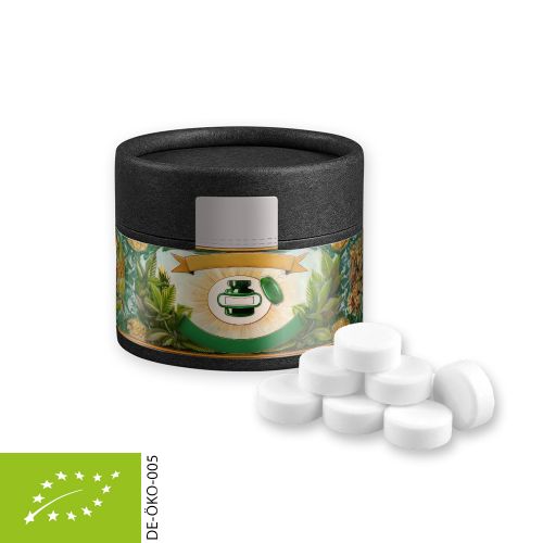 Bio Pfefferminz Drops (vegan), ca. 40g, Kraftpapierdose Mini schwarz