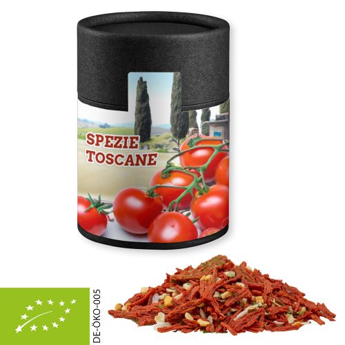 Bio Gewürzmischung Toskanische Bruchetta, ca. 50g, Kraftpapierdose Midi schwarz