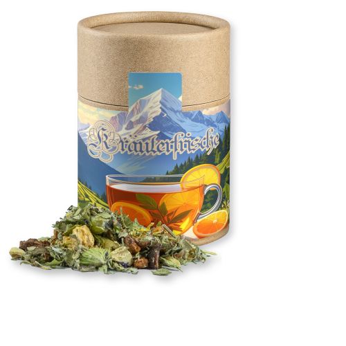 Kräutertee Bergtee & Zitrus, ca. 27g, Kraftpapierdose Midi