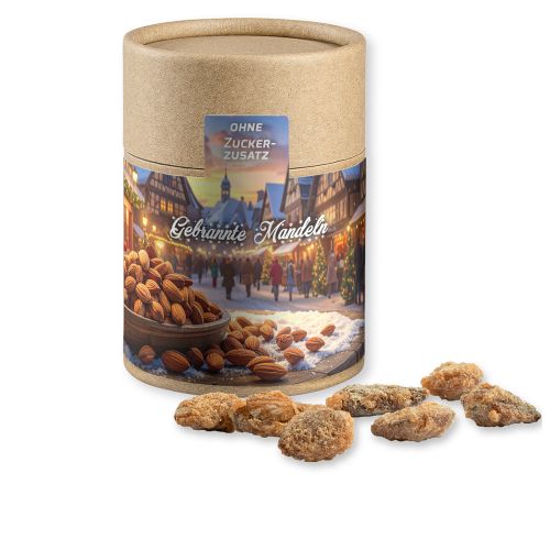 Feuergebrannte Mandeln ohne Zuckerzusatz (vegan), ca. 80g, Kraftpapierdose Midi