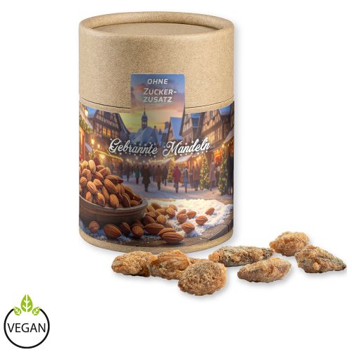Feuergebrannte Mandeln ohne Zuckerzusatz, ca. 80g, Kraftpapierdose Midi
